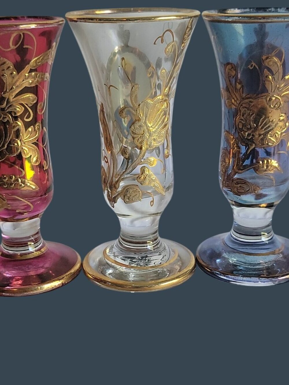 3 Vtg Persian Qajar Naser al-Din Shah Cordial Shot Glasses Villa Handy Crafts - Picture 7 of 16